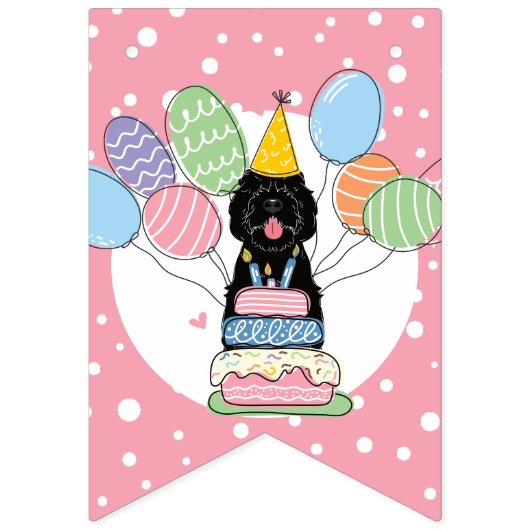 Bannière À Fanions Black Sheepadoodé Chien fête d'anniversaire (Premier drapeau)