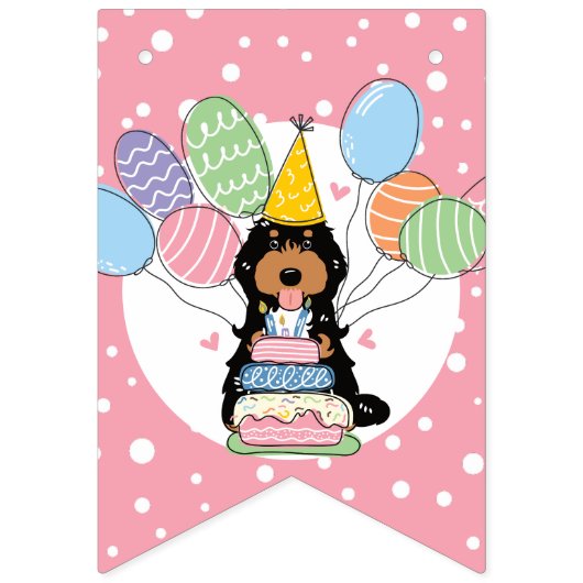 Bannière À Fanions Black Tri Cockapoo Cavapoo Chien fête d'anniversai (Premier drapeau)