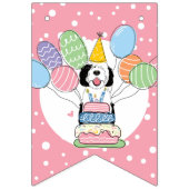 Bannière À Fanions Black & White Sheepadooda Chien fête d'anniversair (Premier drapeau)