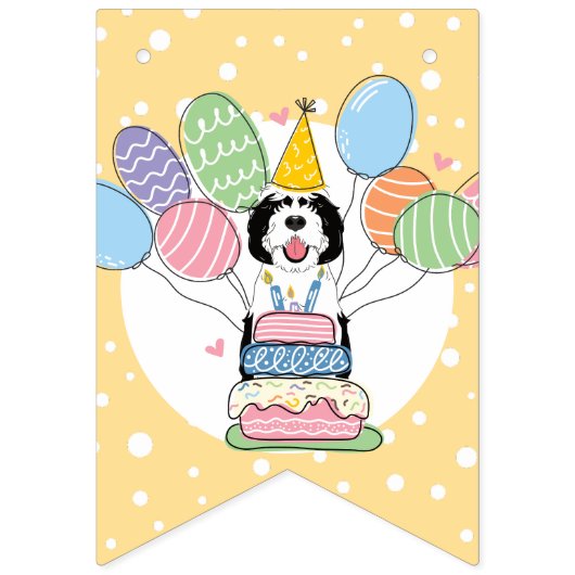 Bannière À Fanions Black & White Sheepadooda Chien fête d'anniversair (Septième drapeau)