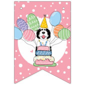 Bannière À Fanions Black & White Sheepadooda Chien fête d'anniversair (Premier drapeau)