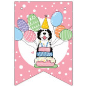 Bannière À Fanions Black & White Sheepadooda Chien fête d'anniversair (Premier drapeau)