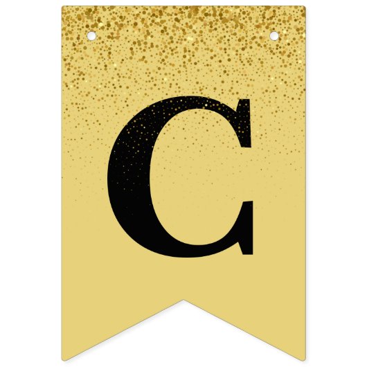 Bannière À Fanions BlackGold Sparkle Congrats Grad Party (Deuxième drapeau)