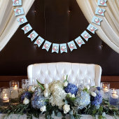 Bannière À Fanions Blanc Unicorne rose Fleurs Bleu