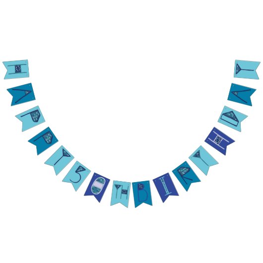 Bannière À Fanions Bleu 50e anniversaire joyeux Bunting (Tout)