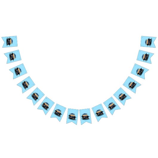 Bannière À Fanions Bleu couché de soleil (Tout)