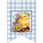 Bannière À Fanions Bleu En vichy Joyeux anniversaire (Premier drapeau)