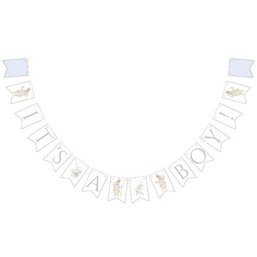 Bannière À Fanions Bleu En vichy Peter le Baby shower Rabbit MUTED BL (Tout)