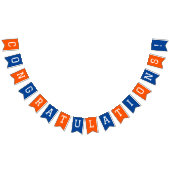 Bannière À Fanions Bleu et Orange Félicitations Graduation (Tout)