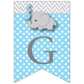 Bannière À Fanions Bleu, gris blanc 🐘 bébé éléphant - Baptêmes (Deuxième drapeau)
