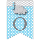 Bannière À Fanions Bleu, gris blanc 🐘 bébé éléphant - Baptêmes (Troisième drapeau)