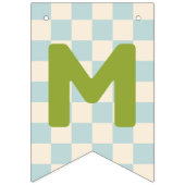 Bannière À Fanions Blue Checkerboard Merry & Bright Bunting Banner (Troisième drapeau)