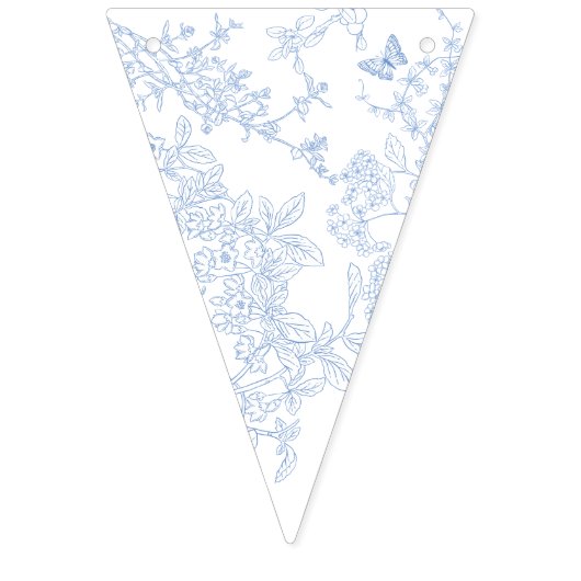 Bannière À Fanions Blue Chinoiserie Toile de Jouy Mariage Date de sau (Troisième drapeau)