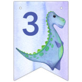 Bannière À Fanions Blue Dinosaur Ajouter l'âge Anniversaire Dino Part (Premier drapeau)