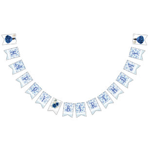 Bannière À Fanions Blue Floral Princess Fille fête d'anniversaire