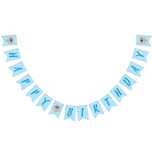 Bannière À Fanions Blue Koala Bear fête d'anniversaire (Tout)