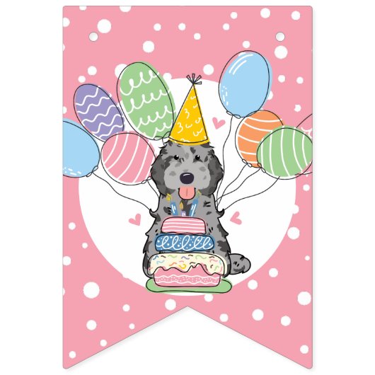 Bannière À Fanions Blue Merle Cockapoo Cavapoo Chien fête d'anniversa (Premier drapeau)
