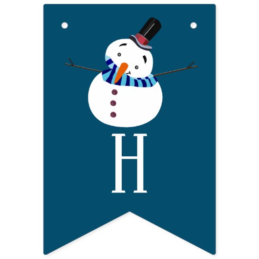 Bannière À Fanions Blue Snowman, Joyeuses Fêtes (Deuxième drapeau)