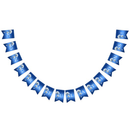 Bannière À Fanions Blue Watercolor Flowers Bunting Flag (Tout)