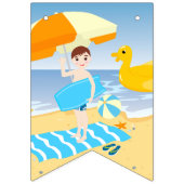 Bannière À Fanions Boboard boy beach Anniversaire (Premier drapeau)