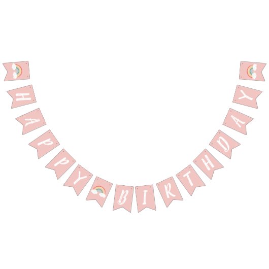 Bannière À Fanions Boho Arc-en-ciel 1er anniversaire fête Rose fille (Tout)