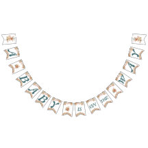 Boho Floral Blue Lettres sur Baby shower blanc