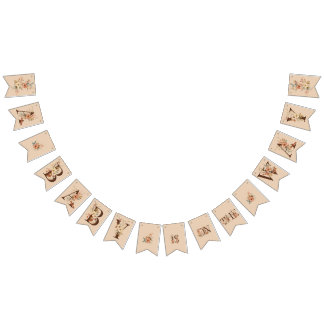 Bannière À Fanions Boho Floral sur Baby shower d'ivoire crémeux