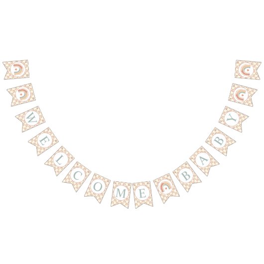 Bannière À Fanions Boho moderne Rainbow Welcome Baby Bunting - Waterc (Tout)