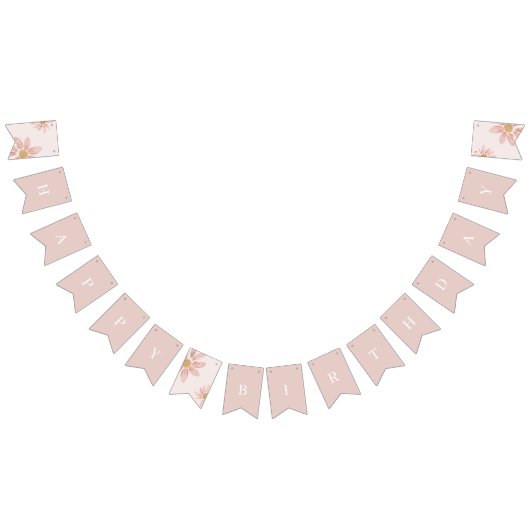 Bannière À Fanions Boho Rose Daisy Joyeux Anniversaire Floral (Tout)