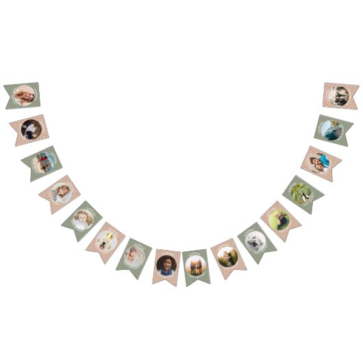 Bannière À Fanions Boho vert moderne Couture d'anniversaire personnal (Tout)