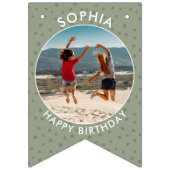 Bannière À Fanions Boho vert moderne Couture d'anniversaire personnal (Troisième drapeau)