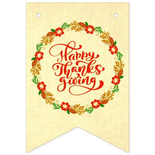 Bannière À Fanions Bon thanksgiving Red Gold Wreath (Deuxième drapeau)