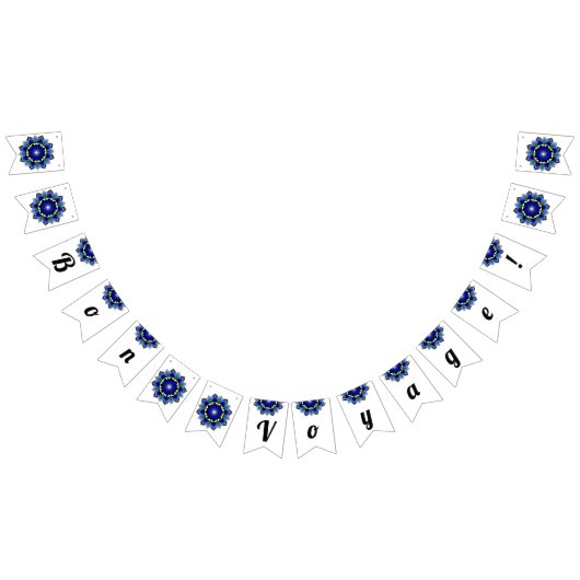 Bannière À Fanions Bon voyage ! Mandala en bleu foncé (Tout)