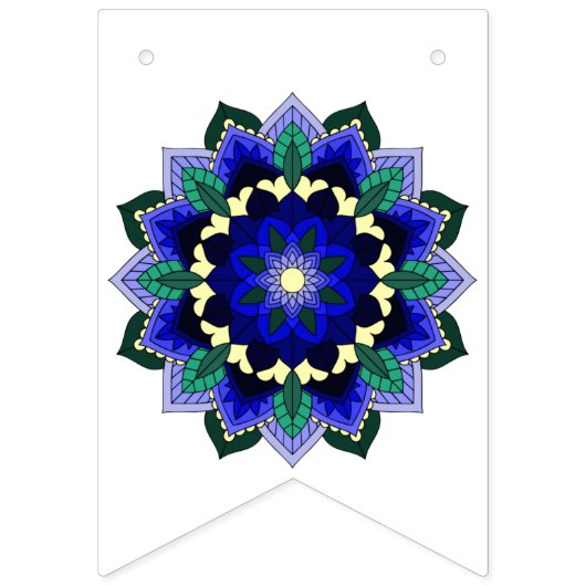 Bannière À Fanions Bon voyage ! Mandala en bleu foncé (Deuxième drapeau)