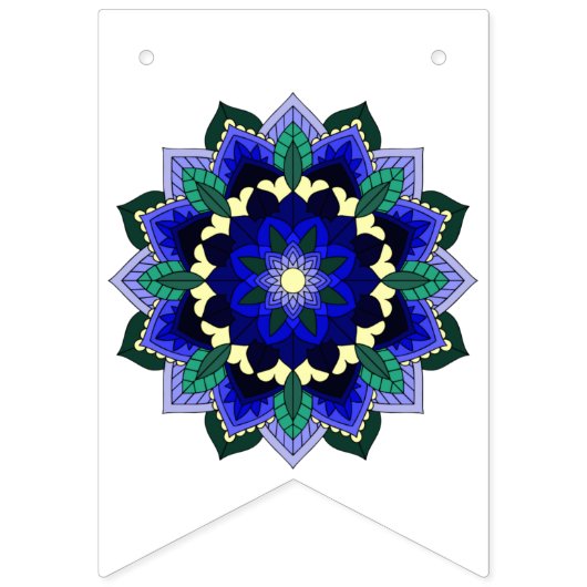 Bannière À Fanions Bon voyage ! Mandala en bleu foncé (Premier drapeau)