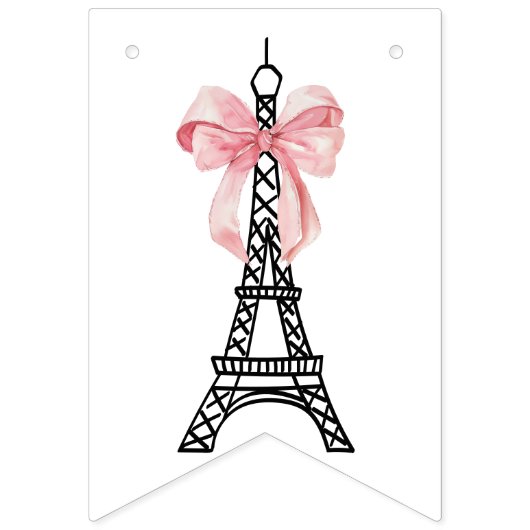 Bannière À Fanions Bonjour Bébé Coquette Bow Paris Baby shower (Deuxième drapeau)