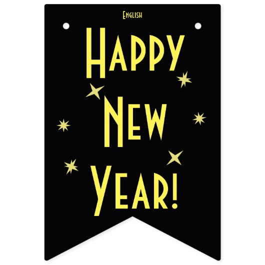 Bannière À Fanions Bonne année 16 Langues | Ajouter votre langue (Premier drapeau)