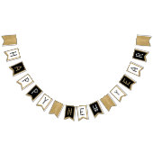 Bannière À Fanions Bonne année Black White & Gold Parties scintillant (Tout)