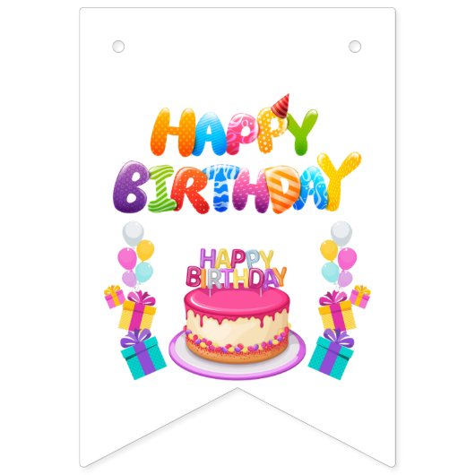 Bannière À Fanions Bonne fête d'anniversaire Confetti Bunting bannièr (Premier drapeau)