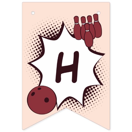 Bannière À Fanions Bonne fête de bowling d'anniversaire (Deuxième drapeau)