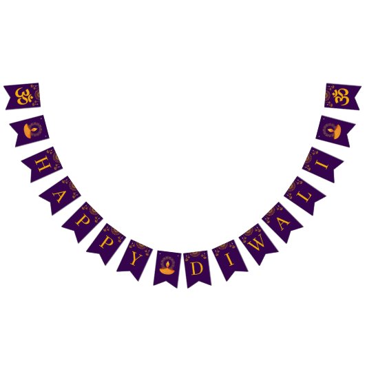 Bannière À Fanions Bonne fête Diwali violet violet (Tout)