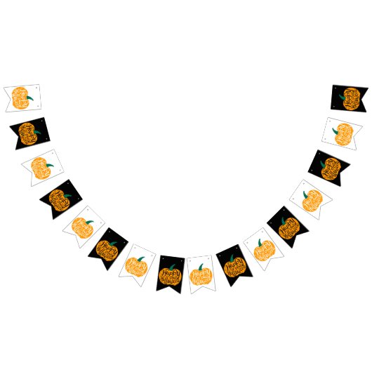 Bannière À Fanions Bonne lettre Halloween sur citrouille sculpté (Tout)