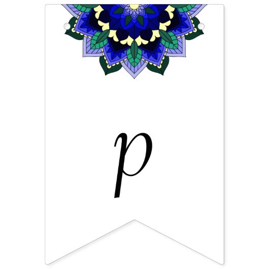 Bannière À Fanions Bonne retraite. Mandala en bleu foncé (Troisième drapeau)