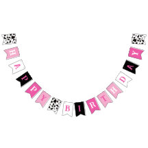 Bonne vache d'anniversaire Imprimer rose noir et b
