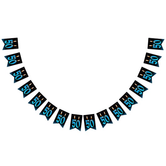 Bannière À Fanions Bougies à 50e anniversaire avec globes oculaires (Tout)