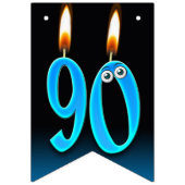 Bannière À Fanions Bougies à bougies pour 90e anniversaire (Premier drapeau)