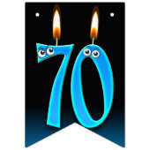 Bannière À Fanions Bougies pour 70e anniversaire avec globes oculaire (Troisième drapeau)