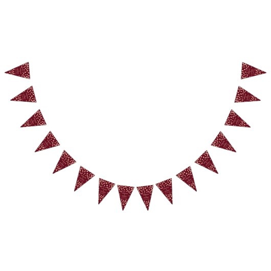 Bannière À Fanions Bourgogne et Rose Mariage Gold Confetti (Tout)