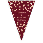 Bannière À Fanions Bourgogne et Rose Mariage Gold Confetti (Deuxième drapeau)