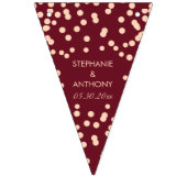 Bannière À Fanions Bourgogne et Rose Mariage Gold Confetti (Premier drapeau)